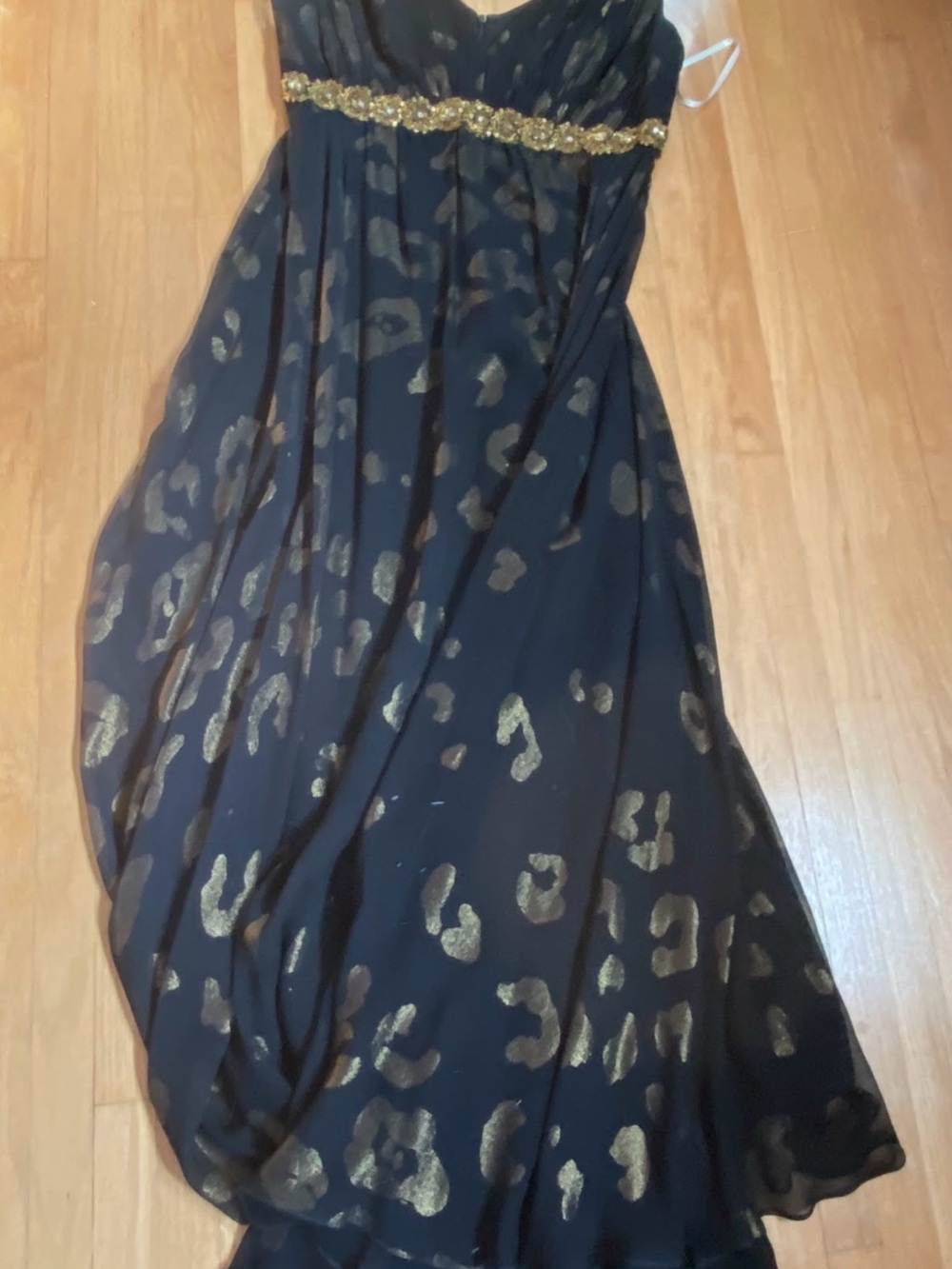 Marchesa Black Maxi Dress with Gold Accents
